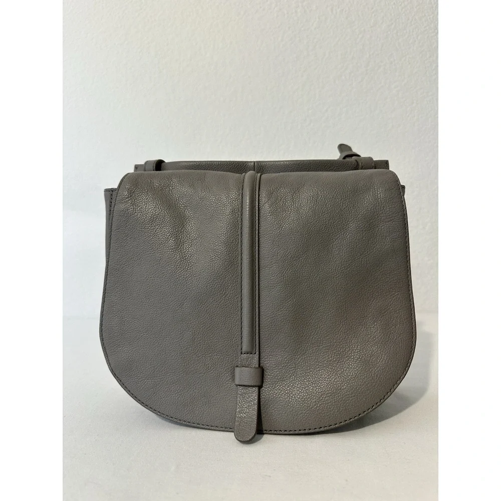 Fossil Pebbled Leather Crossbody Bag Gray Adjustable Strap